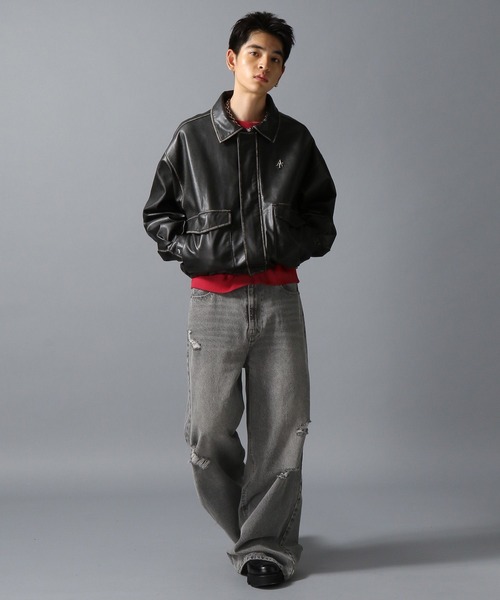 ajouter flow（アジューテフロー）の「【ajouter flow】af metal logo crew neck sweat / afメタルロゴクルーネックスウェット（スウェット・メンズ・ブラック/レッド・LARGE/MEDIUM）」の7枚目の写真