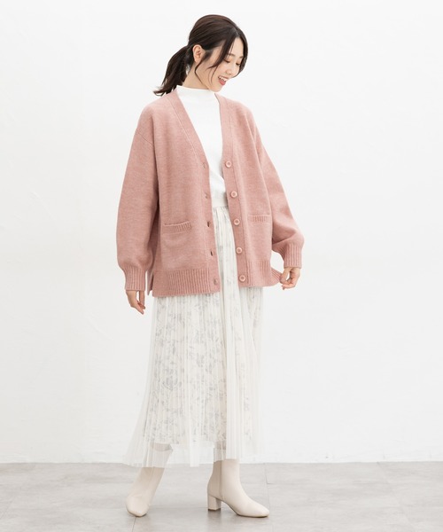 Honeys(ハニーズ)の「【ふんわりもちもち】Vネックカーデ(カーディガン/ボレロ・レディース・ピンク/ブラウン/オートミール/チャコール/ブルー・S/M/L/LL)」の11枚目の写真