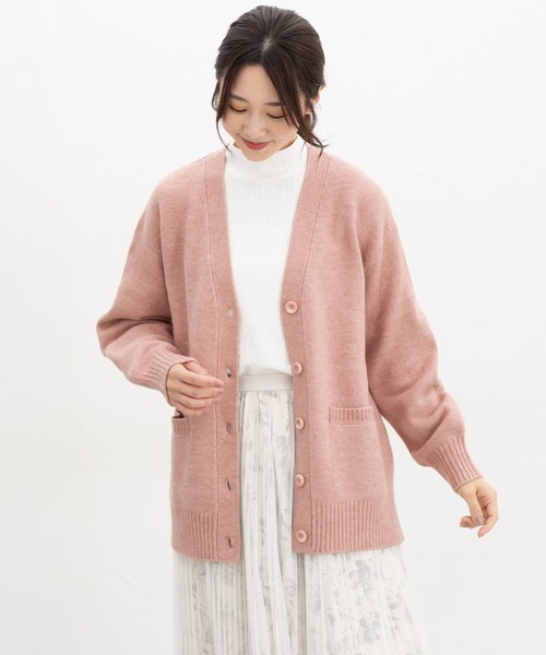 Honeys(ハニーズ)の「【ふんわりもちもち】Vネックカーデ(カーディガン/ボレロ・レディース・ピンク/ブラウン/オートミール/チャコール/ブルー・S/M/L/LL)」の12枚目の写真