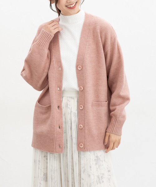 Honeys(ハニーズ)の「【ふんわりもちもち】Vネックカーデ(カーディガン/ボレロ・レディース・ピンク/ブラウン/オートミール/チャコール/ブルー・S/M/L/LL)」の13枚目の写真