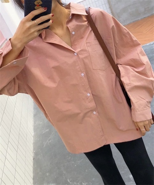 FREE STYLISTS(フリー スタイリスト)の「ゆったりサイズロングスリーブシャツ(シャツ/ブラウス・レディース・ピンク/ホワイト・FREE)」の12枚目の写真