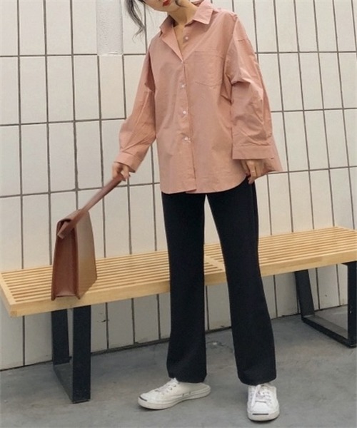 FREE STYLISTS(フリー スタイリスト)の「ゆったりサイズロングスリーブシャツ(シャツ/ブラウス・レディース・ピンク/ホワイト・FREE)」の17枚目の写真