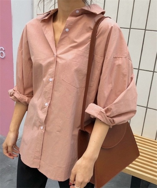 FREE STYLISTS(フリー スタイリスト)の「ゆったりサイズロングスリーブシャツ(シャツ/ブラウス・レディース・ピンク/ホワイト・FREE)」の13枚目の写真
