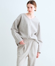 three dots スリードッツ  ウール リブニット セーター  S グレー CLOSE UP -MEN's KNIT WEAR- スリードッツ オフィシャル
