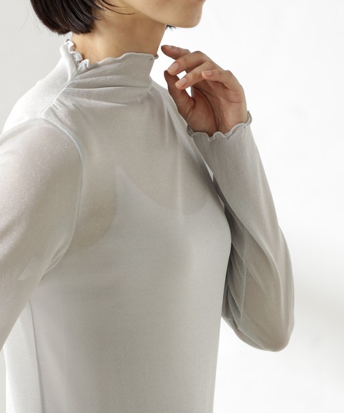 FOUND GOOD（ファウンドグッド）の「シアーラメハイネック/LS（Tシャツ/カットソー・レディース・ブラック/グレー系/グレー系2/ブルー系2・S/M/L）」の14枚目の写真