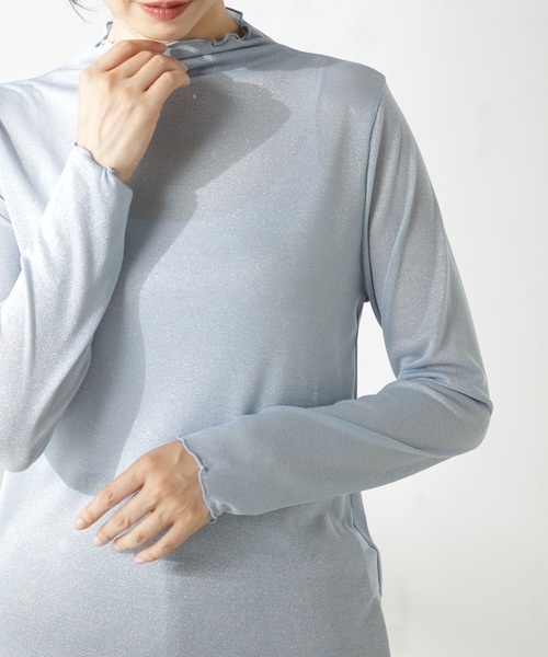 FOUND GOOD（ファウンドグッド）の「シアーラメハイネック/LS（Tシャツ/カットソー・レディース・ブラック/グレー系/グレー系2/ブルー系2・S/M/L）」の18枚目の写真