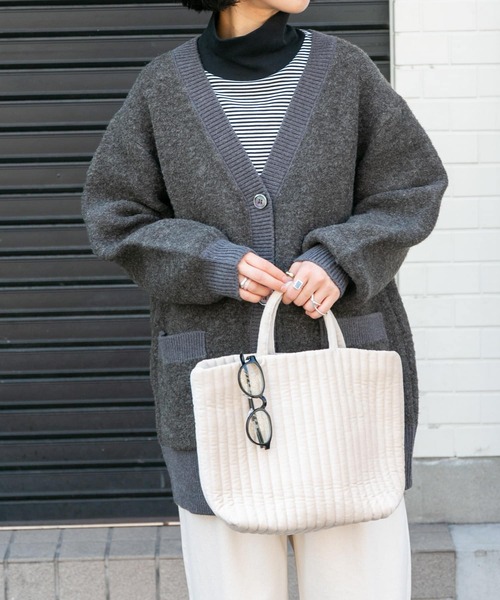 FORK&SPOON(フォークアンドスプーン)の「FORK&SPOON ブークレ接結カーディガン(カーディガン/ボレロ・レディース・モカ/チャコールグレー・1)」の21枚目の写真