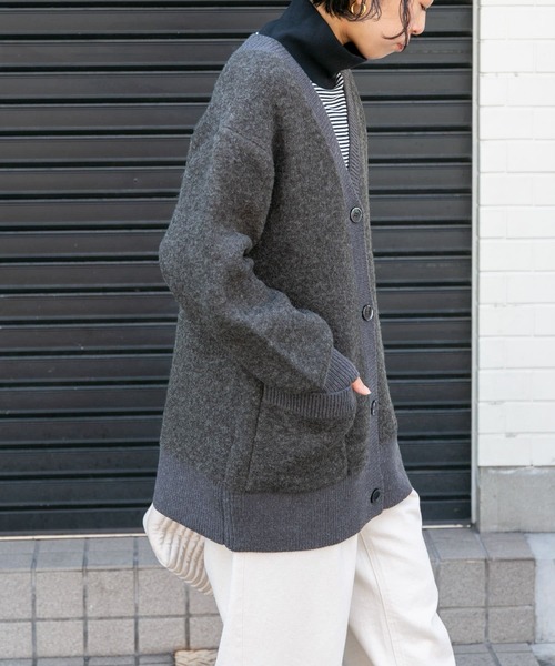 FORK&SPOON(フォークアンドスプーン)の「FORK&SPOON ブークレ接結カーディガン(カーディガン/ボレロ・レディース・モカ/チャコールグレー・1)」の22枚目の写真