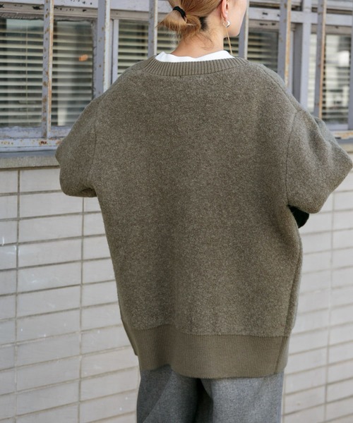 FORK&SPOON(フォークアンドスプーン)の「FORK&SPOON ブークレ接結カーディガン(カーディガン/ボレロ・レディース・モカ/チャコールグレー・1)」の9枚目の写真