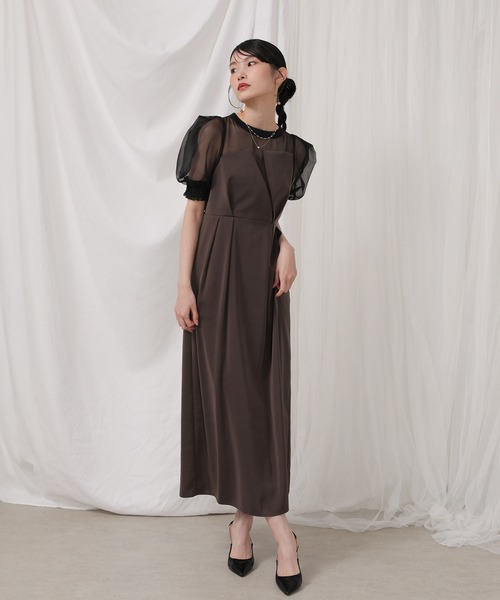 セール】シアーボックススリーブ ビスチェ ワンピース ドレス