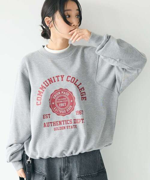 CRAFT STANDARD BOUTIQUE（クラフトスタンダードブティック）の「カレッジプリントプルオーバー（スウェット・レディース・ホワイト系その他/ネイビー/カーキ/杢グレー・FREE）」の3枚目の写真