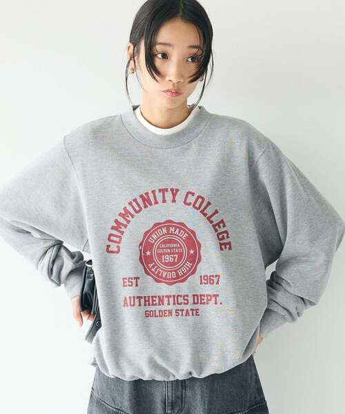 CRAFT STANDARD BOUTIQUE（クラフトスタンダードブティック）の「カレッジプリントプルオーバー（スウェット・レディース・ホワイト系その他/ネイビー/カーキ/杢グレー・FREE）」の6枚目の写真