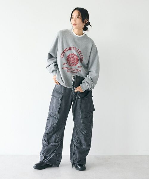 CRAFT STANDARD BOUTIQUE（クラフトスタンダードブティック）の「カレッジプリントプルオーバー（スウェット・レディース・ホワイト系その他/ネイビー/カーキ/杢グレー・FREE）」の15枚目の写真