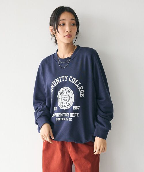 CRAFT STANDARD BOUTIQUE（クラフトスタンダードブティック）の「カレッジプリントプルオーバー（スウェット・レディース・ホワイト系その他/ネイビー/カーキ/杢グレー・FREE）」の18枚目の写真