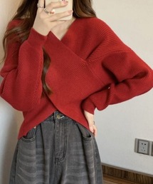 カシュクールVニットプルオーバー