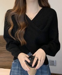 カシュクールVニットプルオーバー