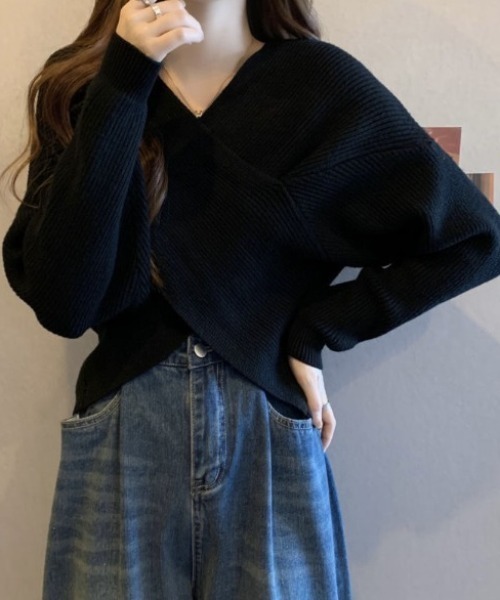deux amour(ドゥーザムール)の「カシュクールVニットプルオーバー(ニット/セーター・レディース・ブラック/ピンク/グレー/ホワイト/レッド・FREE)」の8枚目の写真