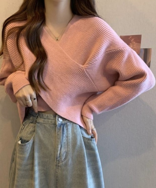 カシュクールVニットプルオーバー（ニット/セーター）｜deux amour