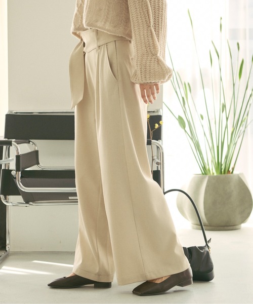 セール】waist belt wide pants / ウエストベルトワイドパンツ