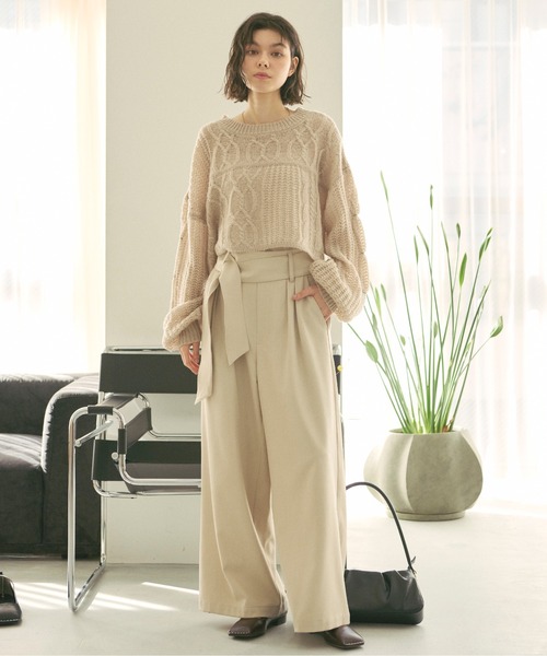 セール】waist belt wide pants / ウエストベルトワイドパンツ