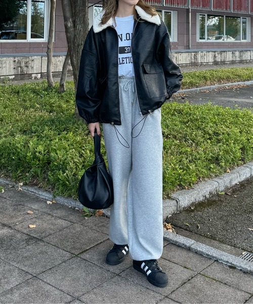 y/m by misato(イムバイミサト)の「フェイクファー襟付きフェイクレザーブルゾン(ブルゾン・レディース・ブラック・FREE)」の9枚目の写真