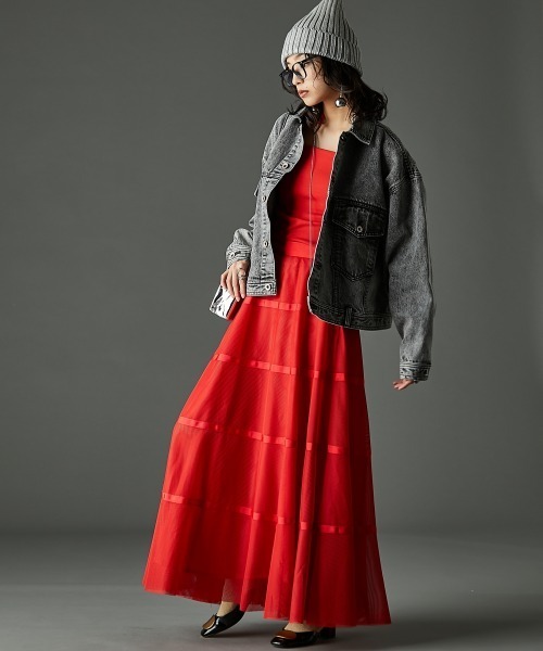 GEVS.（ジェイヴィス）の「綿100％ビッグシルエットデニムジャケット ＜大きいサイズ有＞GEVS.（デニムジャケット・レディース・グレー系/ブルー系・M/L/LL/3L/4L/5L）」の5枚目の写真