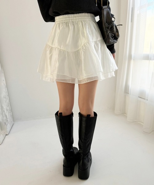 one after another NICE CLAUP(ワンアフターアナザーナイスクラップ)の「バレエコアスカート(スカート・レディース・チャコールグレー/ブラック/アイボリー・FREE)」の19枚目の写真