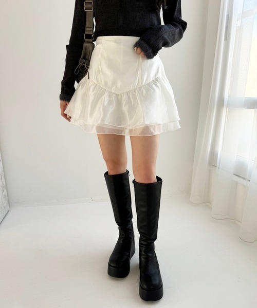 one after another NICE CLAUP(ワンアフターアナザーナイスクラップ)の「バレエコアスカート(スカート・レディース・チャコールグレー/ブラック/アイボリー・FREE)」の18枚目の写真