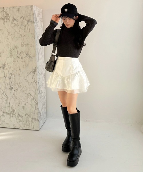 one after another NICE CLAUP(ワンアフターアナザーナイスクラップ)の「バレエコアスカート(スカート・レディース・チャコールグレー/ブラック/アイボリー・FREE)」の10枚目の写真