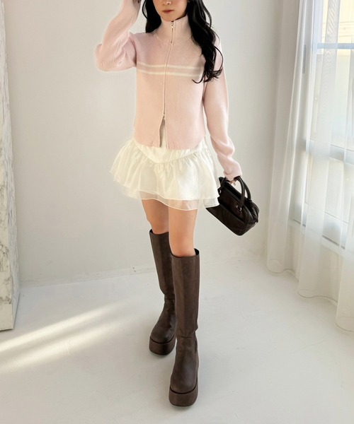 one after another NICE CLAUP(ワンアフターアナザーナイスクラップ)の「バレエコアスカート(スカート・レディース・チャコールグレー/ブラック/アイボリー・FREE)」の21枚目の写真