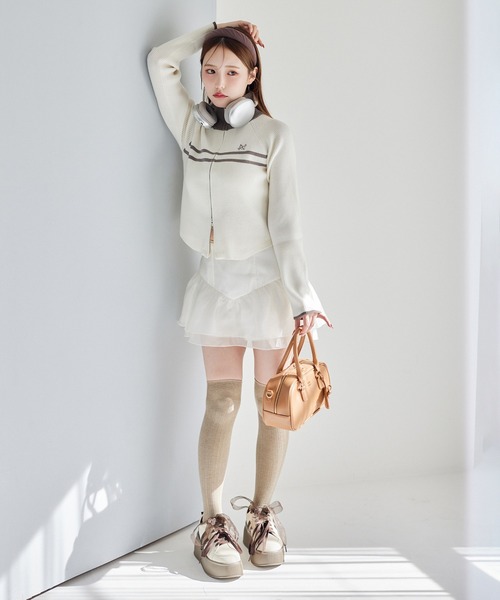 one after another NICE CLAUP(ワンアフターアナザーナイスクラップ)の「バレエコアスカート(スカート・レディース・チャコールグレー/ブラック/アイボリー・FREE)」の16枚目の写真