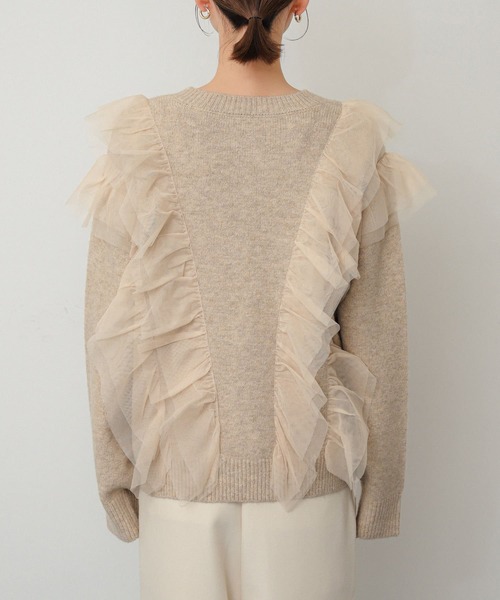 SENSE OF PLACE by URBAN RESEARCH(センスオブプレイスバイアーバンリサーチ)の「チュールドッキングフリルセーター(ニット/セーター・レディース・ブルー/チャコールグレー/ベージュ・ONE)」の17枚目の写真