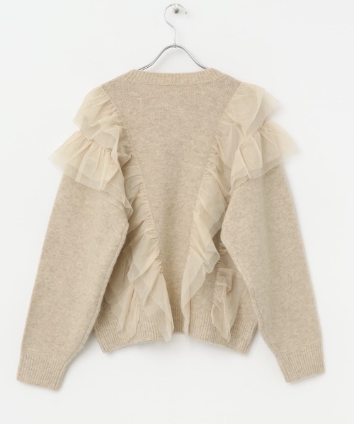 SENSE OF PLACE by URBAN RESEARCH(センスオブプレイスバイアーバンリサーチ)の「チュールドッキングフリルセーター(ニット/セーター・レディース・ブルー/チャコールグレー/ベージュ・ONE)」の11枚目の写真