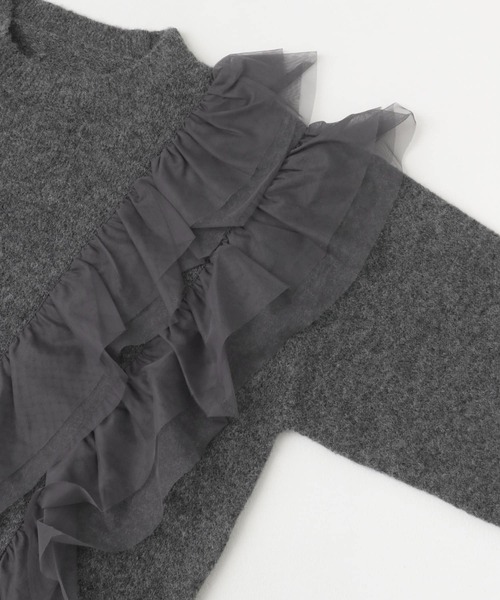 SENSE OF PLACE by URBAN RESEARCH(センスオブプレイスバイアーバンリサーチ)の「チュールドッキングフリルセーター(ニット/セーター・レディース・ブルー/チャコールグレー/ベージュ・ONE)」の13枚目の写真