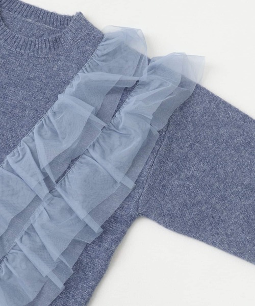 SENSE OF PLACE by URBAN RESEARCH(センスオブプレイスバイアーバンリサーチ)の「チュールドッキングフリルセーター(ニット/セーター・レディース・ブルー/チャコールグレー/ベージュ・ONE)」の14枚目の写真