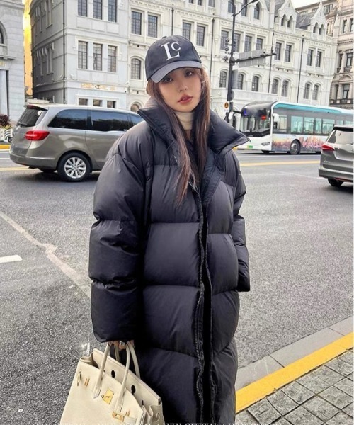 おしゃれスタ（オシャレスタ）の「全身あったかロング丈中綿コート（ダウンジャケット/コート・レディース・ブラック/アイボリー・L/M/S）」の4枚目の写真