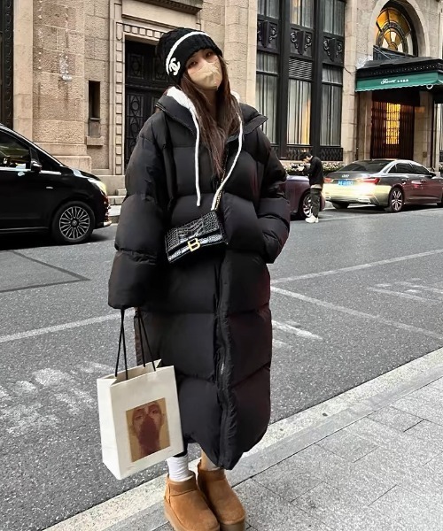 おしゃれスタ（オシャレスタ）の「全身あったかロング丈中綿コート（ダウンジャケット/コート・レディース・ブラック/アイボリー・L/M/S）」の9枚目の写真