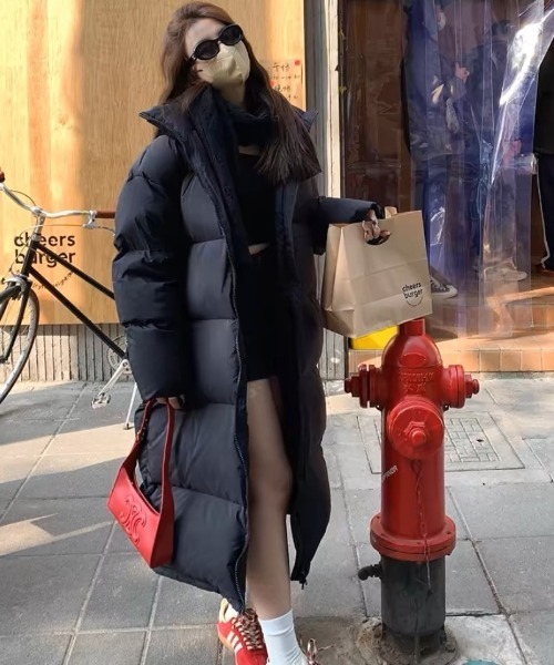 おしゃれスタ（オシャレスタ）の「全身あったかロング丈中綿コート（ダウンジャケット/コート・レディース・ブラック/アイボリー・L/M/S）」の7枚目の写真