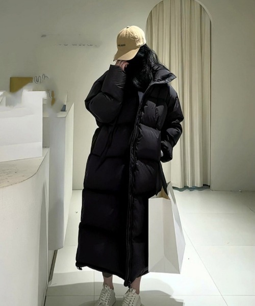 おしゃれスタ（オシャレスタ）の「全身あったかロング丈中綿コート（ダウンジャケット/コート・レディース・ブラック/アイボリー・L/M/S）」の10枚目の写真