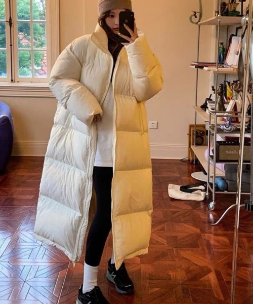 おしゃれスタ（オシャレスタ）の「全身あったかロング丈中綿コート（ダウンジャケット/コート・レディース・ブラック/アイボリー・L/M/S）」の15枚目の写真