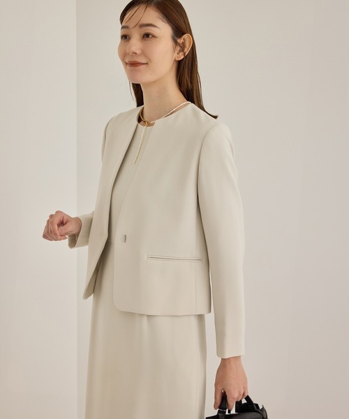 トリアセダブルクロスクルーネックジャケット/イージーケア（ノー