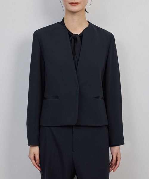 トリアセダブルクロスクルーネックジャケット/イージーケア（ノー