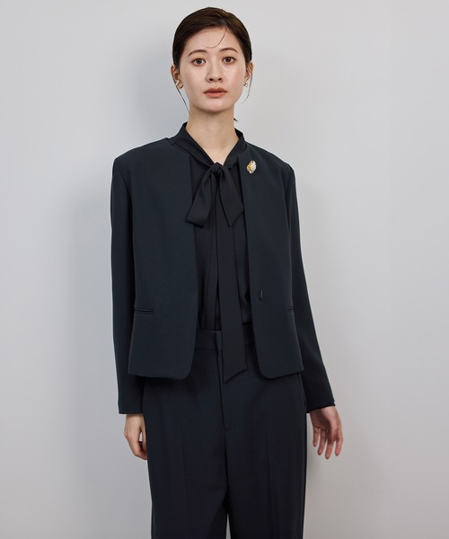 トリアセダブルクロスクルーネックジャケット/イージーケア（ノー