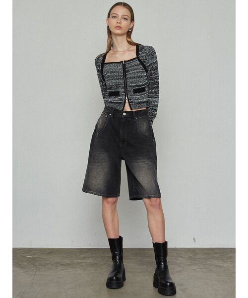 EMODA（エモダ）の「ツイードクロップジップニット（ニット/セーター・レディース・レッド/ネイビー/ブラック・FREE）」の14枚目の写真