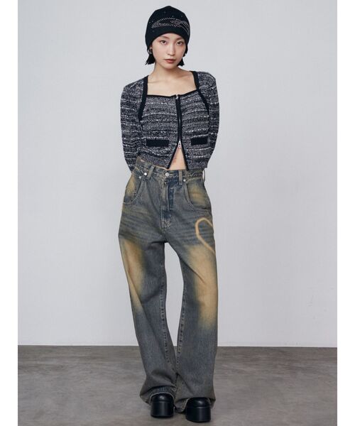 EMODA（エモダ）の「ツイードクロップジップニット（ニット/セーター・レディース・レッド/ネイビー/ブラック・FREE）」の17枚目の写真