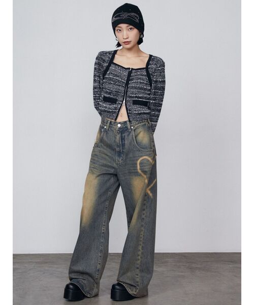 EMODA（エモダ）の「ツイードクロップジップニット（ニット/セーター・レディース・レッド/ネイビー/ブラック・FREE）」の19枚目の写真