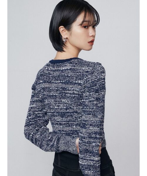 EMODA（エモダ）の「ツイードクロップジップニット（ニット/セーター・レディース・レッド/ネイビー/ブラック・FREE）」の22枚目の写真