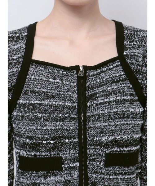 EMODA（エモダ）の「ツイードクロップジップニット（ニット/セーター・レディース・レッド/ネイビー/ブラック・FREE）」の4枚目の写真