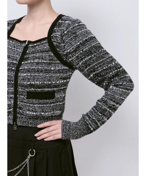 EMODA（エモダ）の「ツイードクロップジップニット（ニット/セーター・レディース・レッド/ネイビー/ブラック・FREE）」の5枚目の写真