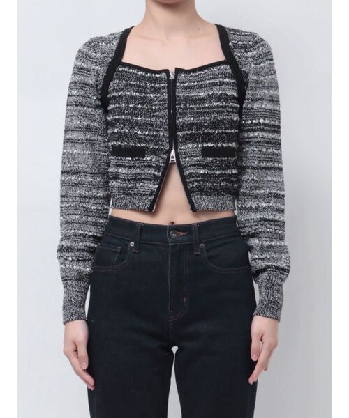 EMODA（エモダ）の「ツイードクロップジップニット（ニット/セーター・レディース・レッド/ネイビー/ブラック・FREE）」の8枚目の写真